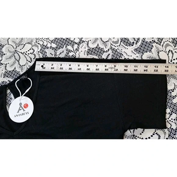 Women's Jumpsuit Lg Black Short Sleeve Casual V Neck Elastic Waist Wide Leg NWT - Picture 10 of 13